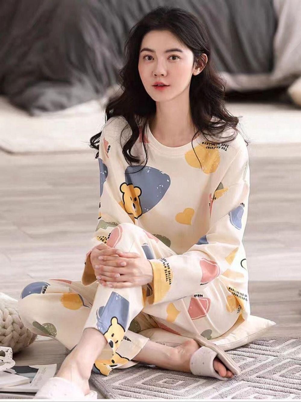 여성 봄가을 긴팔 잠옷 상하세트(6color)